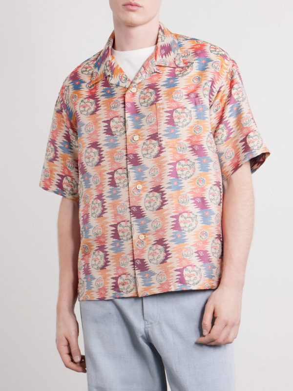 Crosby Camp-Collar Silk and Cotton-Blend Jacquard Shirt - FR Crosby Camp-Collar Silk and Cotton-Blend Jacquard Shirt - FR