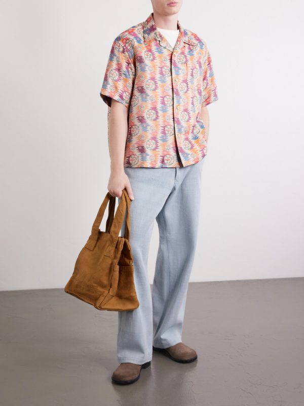 Crosby Camp-Collar Silk and Cotton-Blend Jacquard Shirt - OU Crosby Camp-Collar Silk and Cotton-Blend Jacquard Shirt - OU