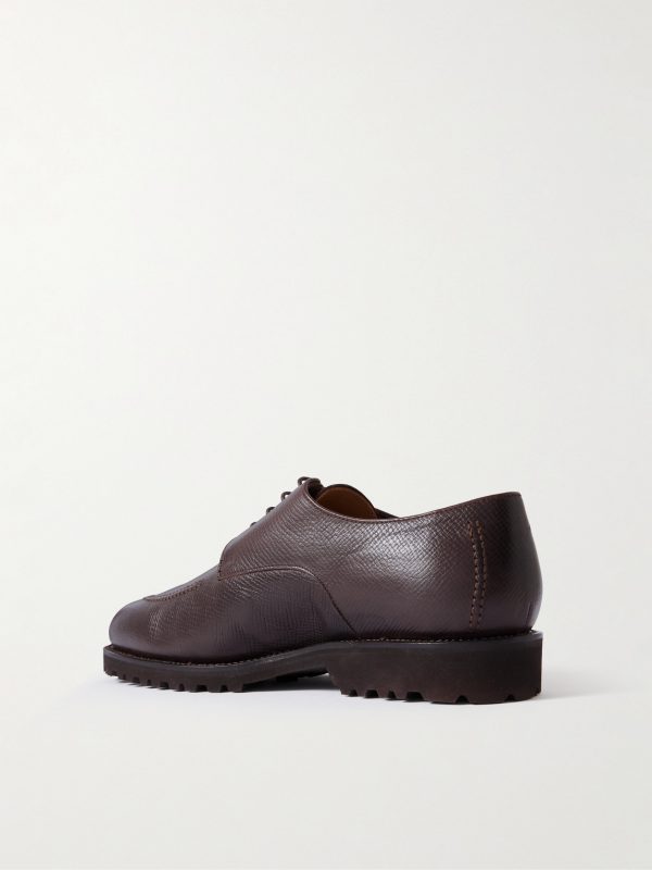 M32 Split-Toe Cross-Grain Leather Derby Shoes - BK M32 Split-Toe Cross-Grain Leather Derby Shoes - BK