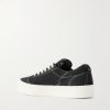 Dellow Leather-Trimmed Distressed Drill Sneakers - BK Dellow Leather-Trimmed Distressed Drill Sneakers - BK