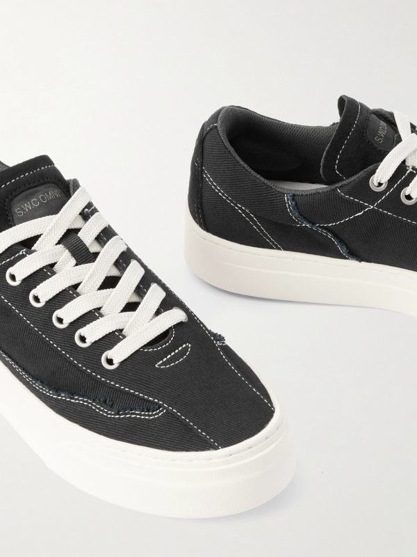 Dellow Leather-Trimmed Distressed Drill Sneakers - CU Dellow Leather-Trimmed Distressed Drill Sneakers - CU