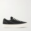 Dellow Leather-Trimmed Distressed Drill Sneakers Dellow Leather-Trimmed Distressed Drill Sneakers