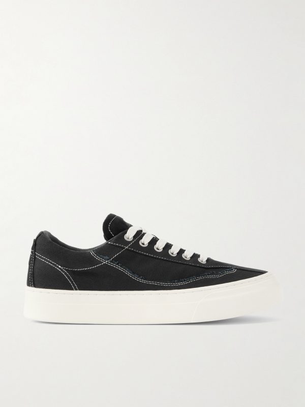 Dellow Leather-Trimmed Distressed Drill Sneakers Dellow Leather-Trimmed Distressed Drill Sneakers