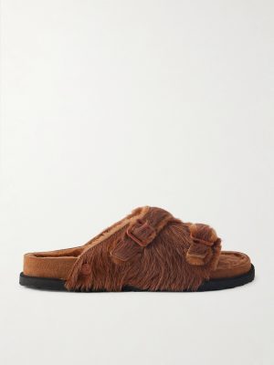 Zürich Shearling-Lined Calf Hair Sandals