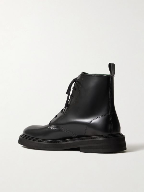 Officer Glossed-Leather Boots - BK
