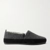 Plush-Lined Suede-Trimmed Wool Loafers