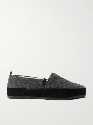 Plush-Lined Suede-Trimmed Wool Loafers Plush-Lined Suede-Trimmed Wool Loafers