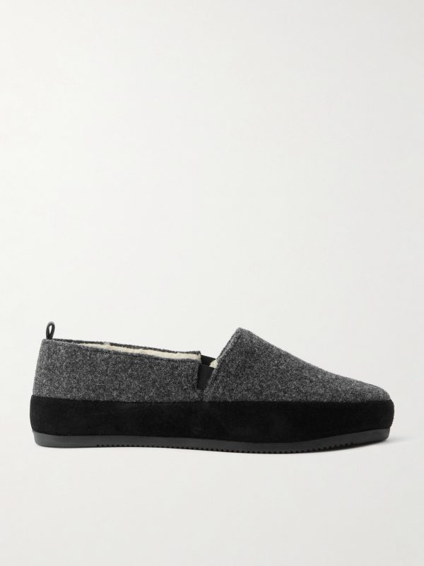 Plush-Lined Suede-Trimmed Wool Loafers