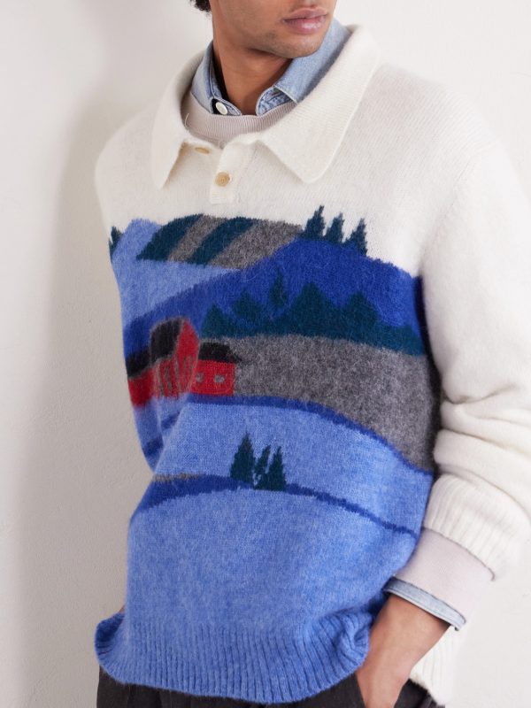 Hart Jacquard-Knit Alpaca-Blend Polo Sweater - CU Hart Jacquard-Knit Alpaca-Blend Polo Sweater - CU