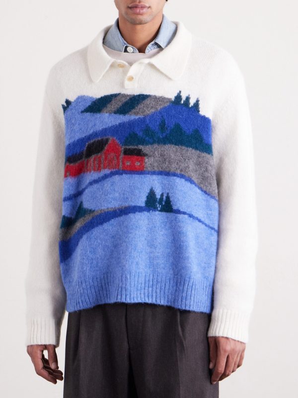 Hart Jacquard-Knit Alpaca-Blend Polo Sweater - FR Hart Jacquard-Knit Alpaca-Blend Polo Sweater - FR