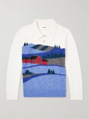 Hart Jacquard-Knit Alpaca-Blend Polo Sweater Hart Jacquard-Knit Alpaca-Blend Polo Sweater