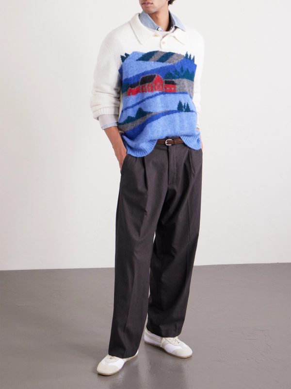 Hart Jacquard-Knit Alpaca-Blend Polo Sweater - OU Hart Jacquard-Knit Alpaca-Blend Polo Sweater - OU