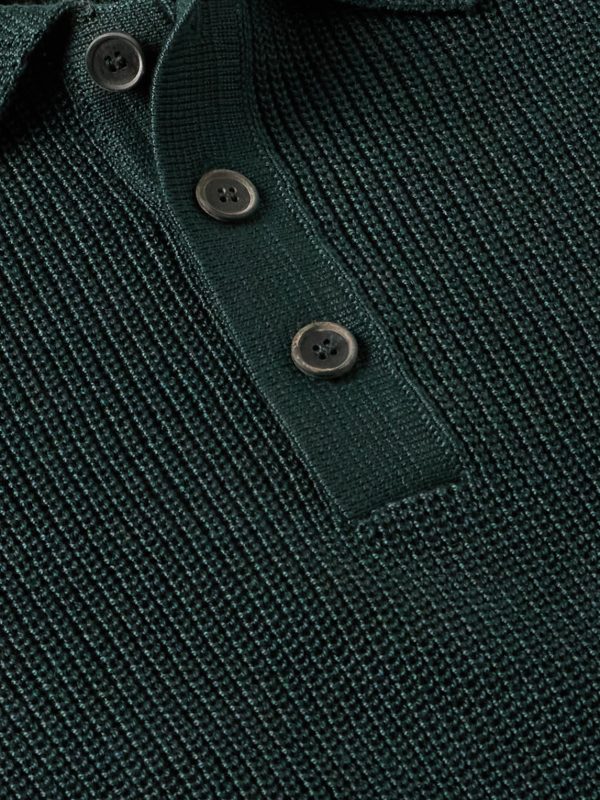 Ribbed Organic Mercerised Cotton Polo Shirt - CU