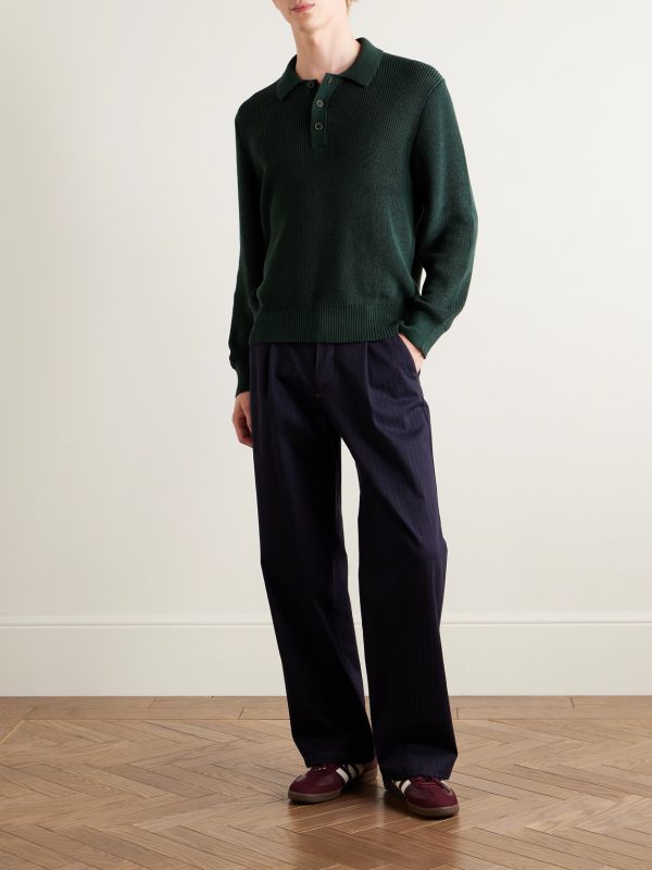 Ribbed Organic Mercerised Cotton Polo Shirt - OU