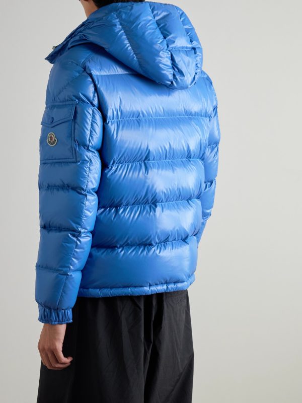 Maya Logo-Appliquéd Quilted Shell Hooded Down Jacket - BK