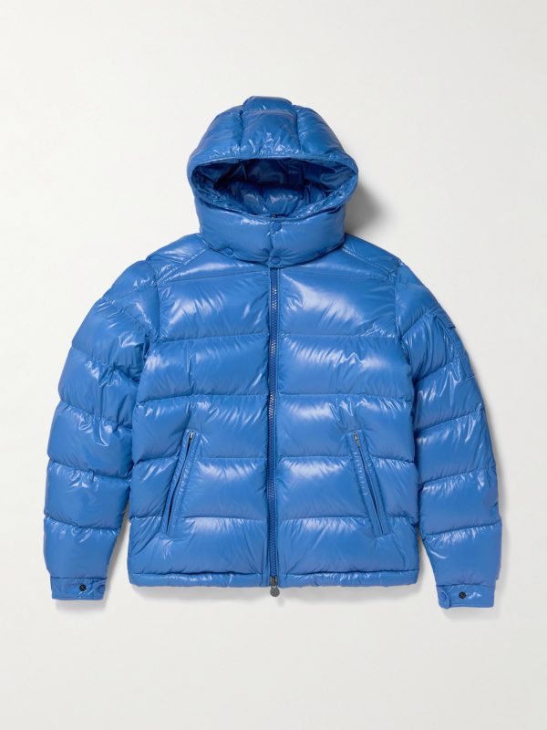 Maya Logo-Appliquéd Quilted Shell Hooded Down Jacket