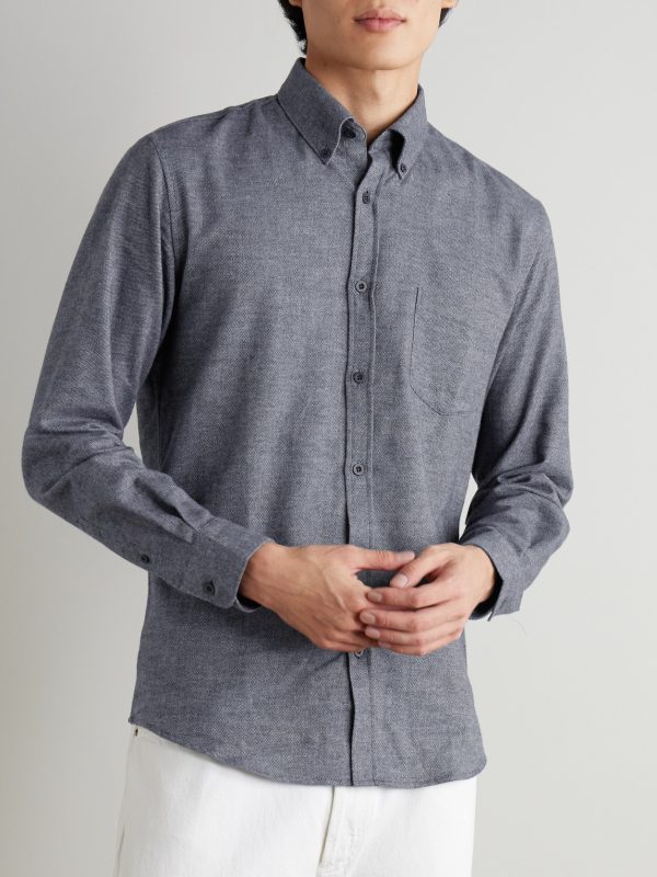 Button-Down Collar Cotton-Flannel Shirt - FR