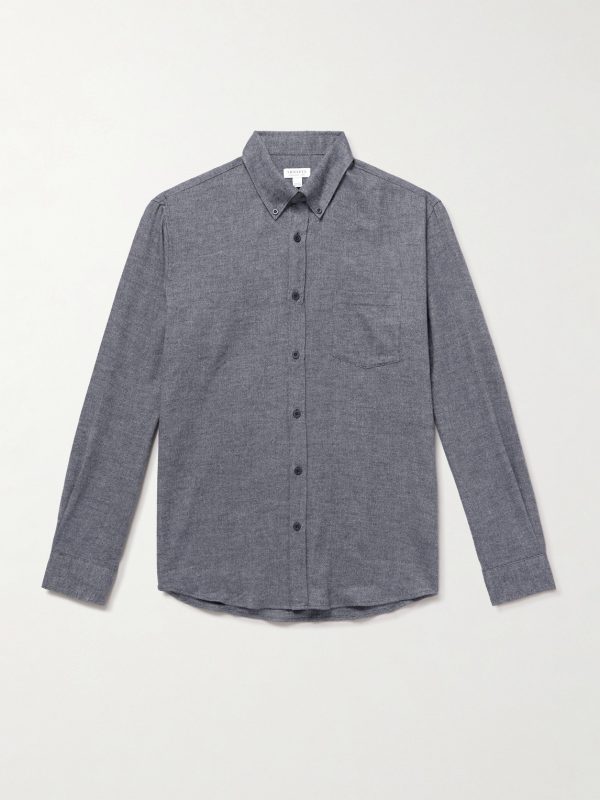 Button-Down Collar Cotton-Flannel Shirt