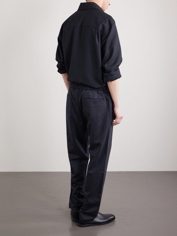 Tapered Stretch Wool and Cashmere-Blend Flannel Trousers - BK Tapered Stretch Wool and Cashmere-Blend Flannel Trousers - BK