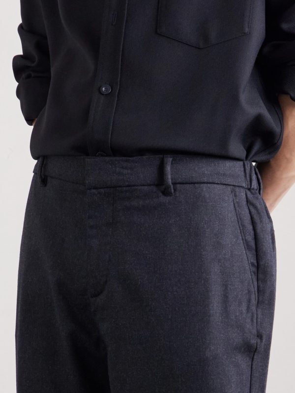 Tapered Stretch Wool and Cashmere-Blend Flannel Trousers - CU Tapered Stretch Wool and Cashmere-Blend Flannel Trousers - CU
