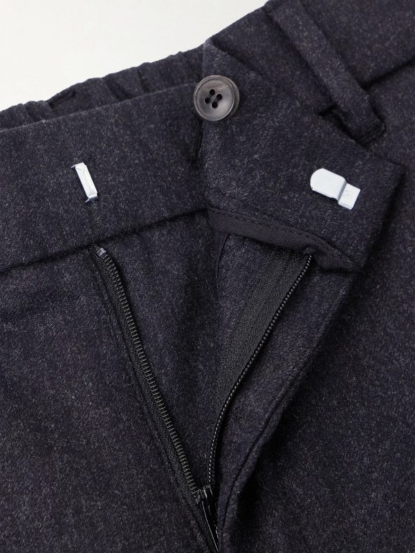 Tapered Stretch Wool and Cashmere-Blend Flannel Trousers - E1 Tapered Stretch Wool and Cashmere-Blend Flannel Trousers - E1