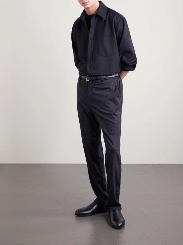 Tapered Stretch Wool and Cashmere-Blend Flannel Trousers - OU Tapered Stretch Wool and Cashmere-Blend Flannel Trousers - OU