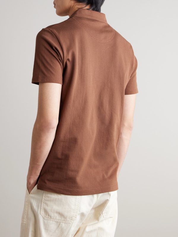 Riviera Cotton-Mesh Polo Shirt - BK Riviera Cotton-Mesh Polo Shirt - BK