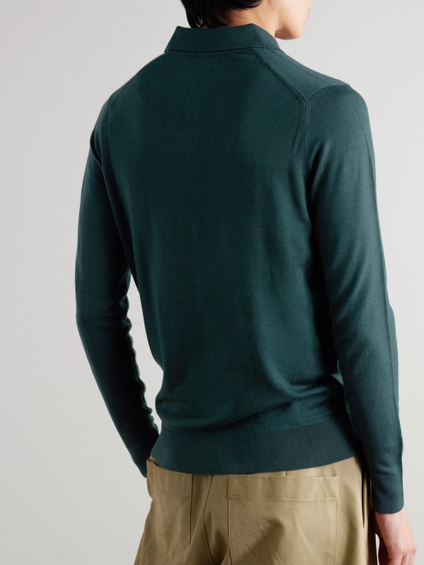 Slim-Fit Merino Wool Polo Shirt - BK Slim-Fit Merino Wool Polo Shirt - BK