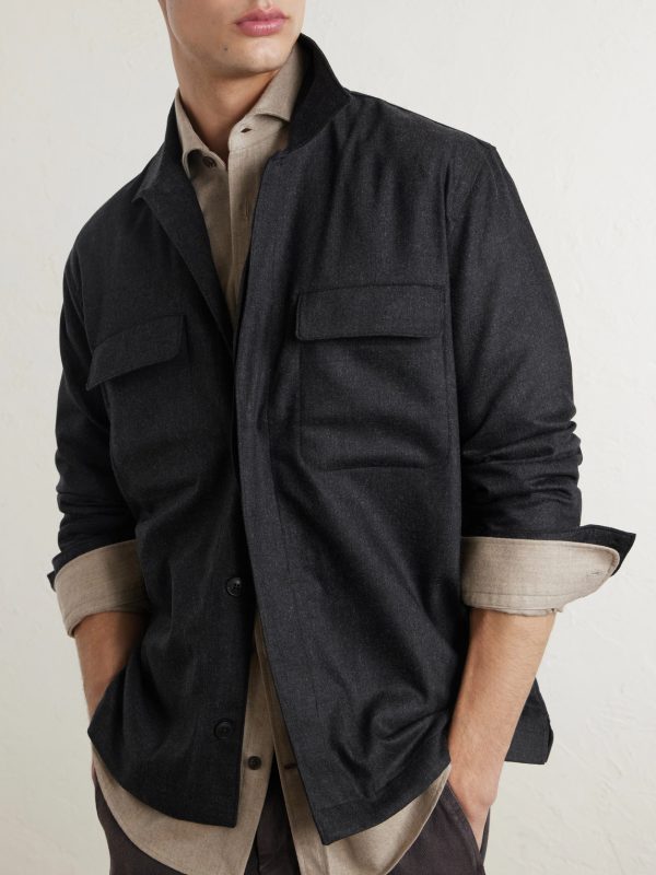 Stretch Wool and Cashmere-Blend Flannel Overshirt - CU Stretch Wool and Cashmere-Blend Flannel Overshirt - CU