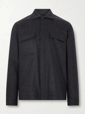 Stretch Wool and Cashmere-Blend Flannel Overshirt Stretch Wool and Cashmere-Blend Flannel Overshirt