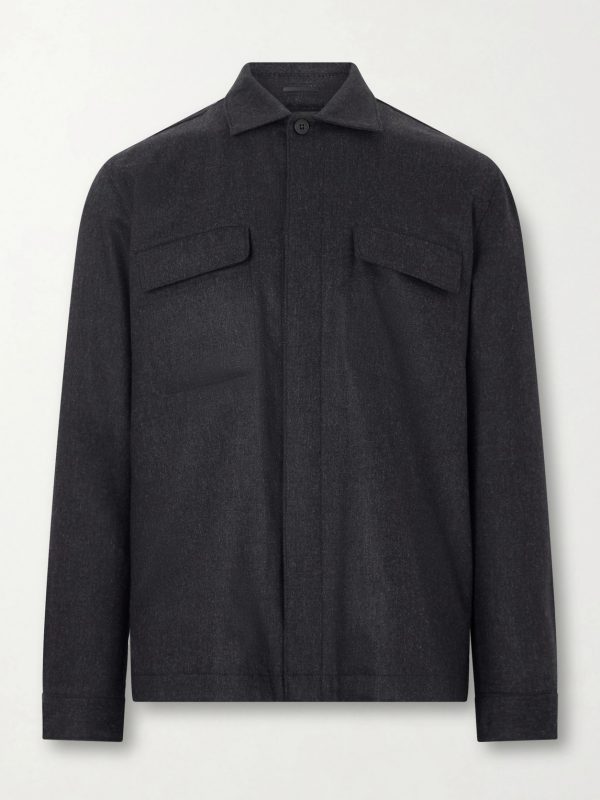 Stretch Wool and Cashmere-Blend Flannel Overshirt Stretch Wool and Cashmere-Blend Flannel Overshirt