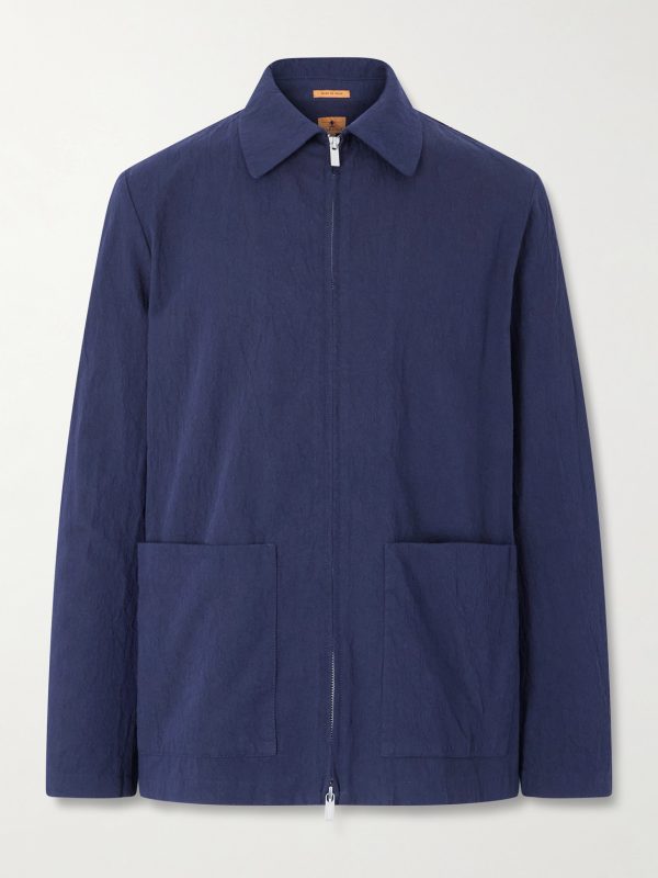 Crinkled Cotton-Blend Overshirt