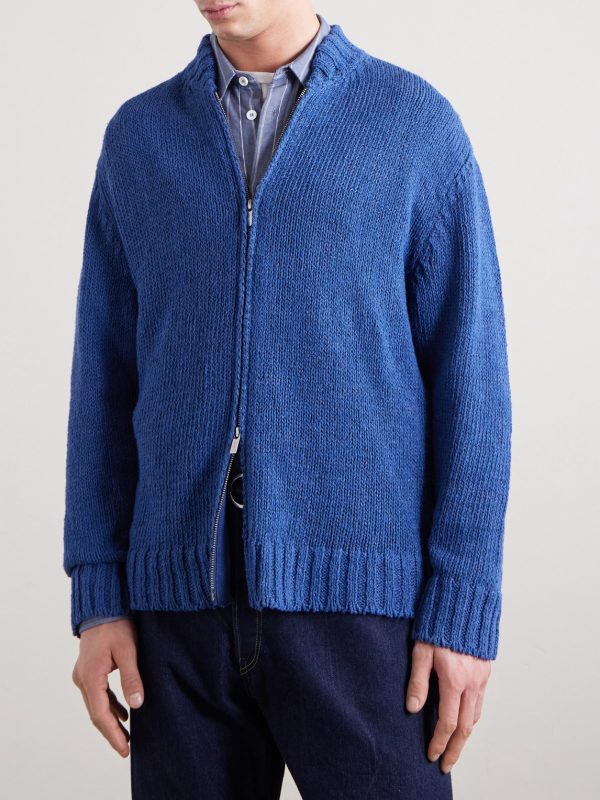 Linen-Blend Zip-Up Cardigan - FR Linen-Blend Zip-Up Cardigan - FR