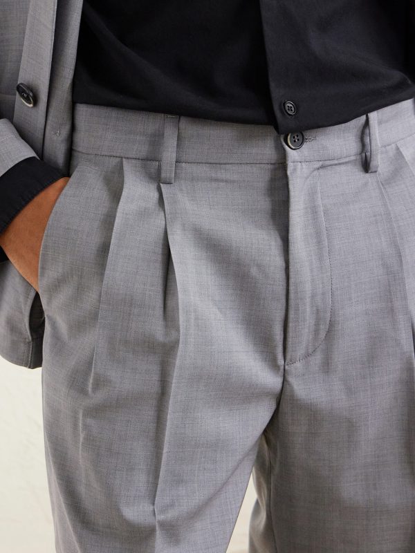 Straight-Leg Pleated Virgin Wool Suit Trousers - E1 Straight-Leg Pleated Virgin Wool Suit Trousers - E1
