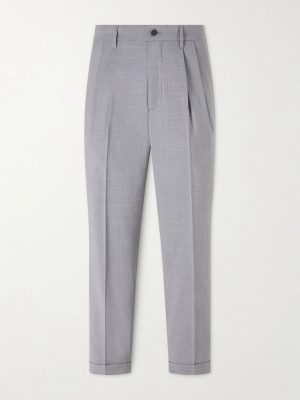 Straight-Leg Pleated Virgin Wool Suit Trousers