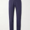 Slim-Leg Crinkled Cotton-Blend Trousers