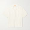 Cuban-Collar Garment-Dyed Striped Cotton-Poplin Shirt Cuban-Collar Garment-Dyed Striped Cotton-Poplin Shirt