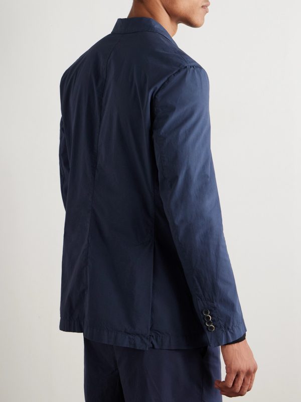 Slim-Fit Garment-Dyed Cotton-Blend Suit Jacket - BK