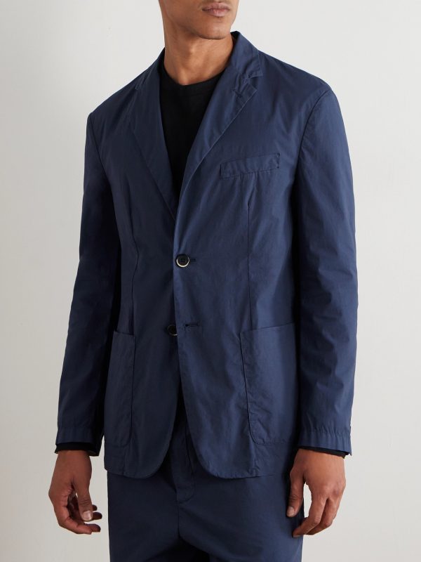 Slim-Fit Garment-Dyed Cotton-Blend Suit Jacket - FR
