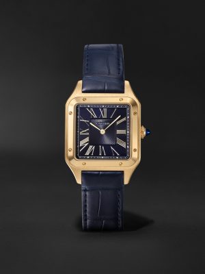 Santos-Dumont Large 43.5mm 18-Karat Gold and Alligator Watch, Ref. No. WGSA0115
