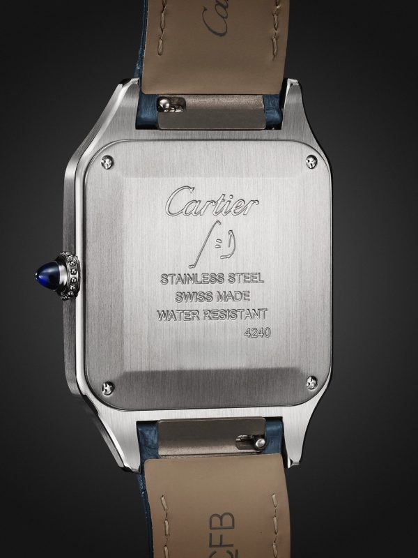Santos-Dumont Large 43.5mm Stainless Steel and Alligator Watch, Ref. No. W2SA0085 - BK Santos-Dumont Large 43.5mm Stainless Steel and Alligator Watch, Ref. No. W2SA0085 - BK
