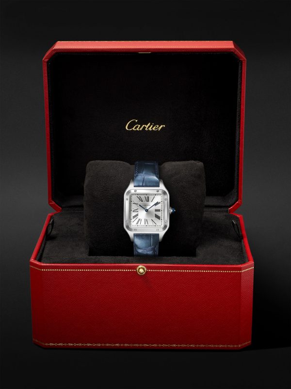 Santos-Dumont Large 43.5mm Stainless Steel and Alligator Watch, Ref. No. W2SA0085 - E3 Santos-Dumont Large 43.5mm Stainless Steel and Alligator Watch, Ref. No. W2SA0085 - E3