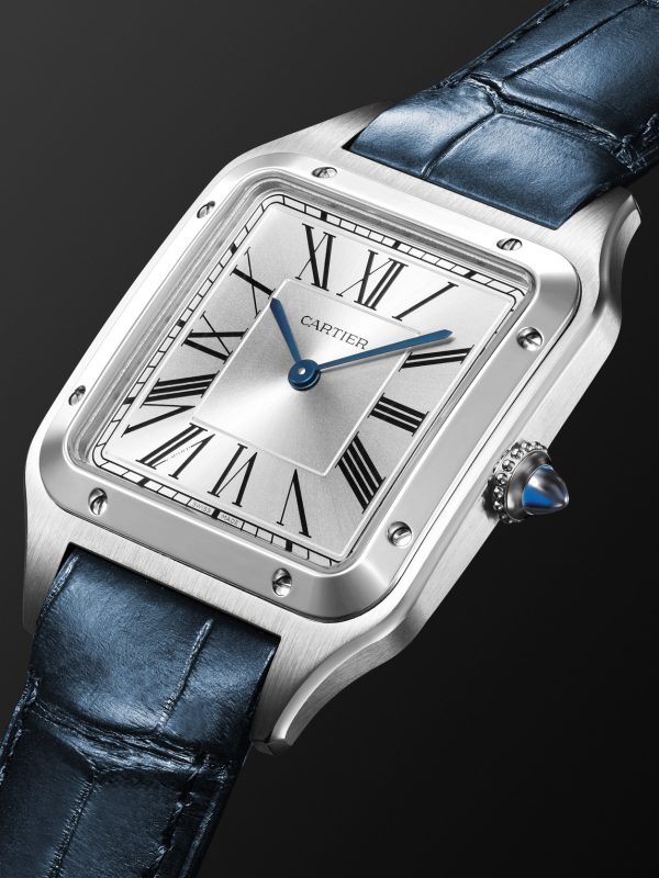 Santos-Dumont Large 43.5mm Stainless Steel and Alligator Watch, Ref. No. W2SA0085 - FR Santos-Dumont Large 43.5mm Stainless Steel and Alligator Watch, Ref. No. W2SA0085 - FR