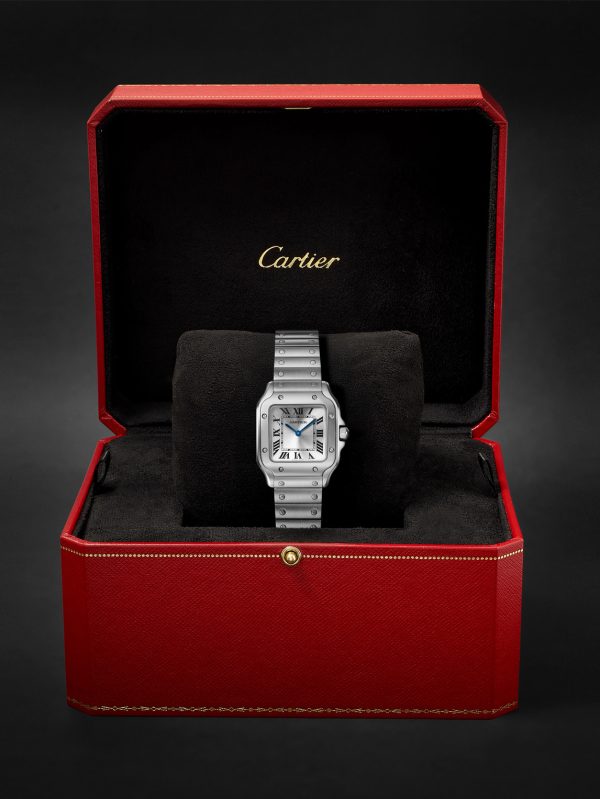 Santos de Cartier Small 34.5mm Stainless Steel Interchangeable and Leather Watch, Ref. No. WSSA0082 - E3