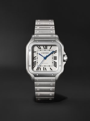 Santos Automatic Medium 35.1mm Stainless Steel Interchangeable Leather Watch, Ref. No. WSSA0029