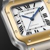 Santos de Cartier Medium Automatic 35.1mm Interchangeable 18-Karat Gold, Stainless Steel and Leather Watch, Ref. No. W2SA0016 - CU Santos de Cartier Medium Automatic 35.1mm Interchangeable 18-Karat Gold, Stainless Steel and Leather Watch, Ref. No. W2SA0016 - CU