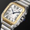 Santos de Cartier Medium Automatic 35.1mm Interchangeable 18-Karat Gold, Stainless Steel and Leather Watch, Ref. No. W2SA0016 - FR Santos de Cartier Medium Automatic 35.1mm Interchangeable 18-Karat Gold, Stainless Steel and Leather Watch, Ref. No. W2SA0016 - FR