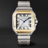 Santos de Cartier Medium Automatic 35.1mm Interchangeable 18-Karat Gold, Stainless Steel and Leather Watch, Ref. No. W2SA0016 Santos de Cartier Medium Automatic 35.1mm Interchangeable 18-Karat Gold, Stainless Steel and Leather Watch, Ref. No. W2SA0016