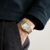 Santos de Cartier Medium Automatic 35.1mm Interchangeable 18-Karat Gold, Stainless Steel and Leather Watch, Ref. No. W2SA0016 - OU Santos de Cartier Medium Automatic 35.1mm Interchangeable 18-Karat Gold, Stainless Steel and Leather Watch, Ref. No. W2SA0016 - OU
