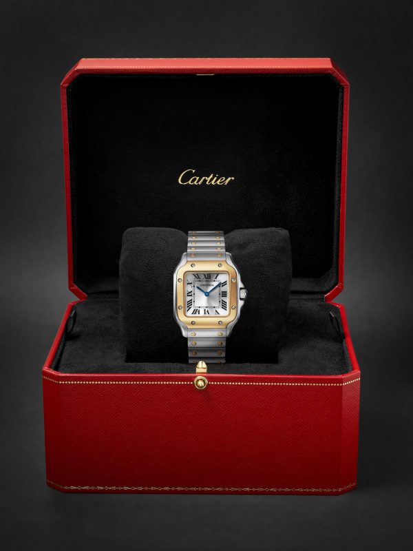 Santos de Cartier Small 34.5mm Interchangeable Stainless Steel, 18-Karat Gold and Leather Watch, Ref. No. W2SA0033 - E3 Santos de Cartier Small 34.5mm Interchangeable Stainless Steel, 18-Karat Gold and Leather Watch, Ref. No. W2SA0033 - E3